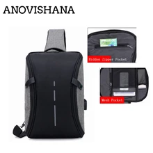 ANOVISHANA мужской сумки через плечо зарядка через usb Грудь сумка для Для мужчин Anti Theft сумка короткой поездки bolso hombre N016