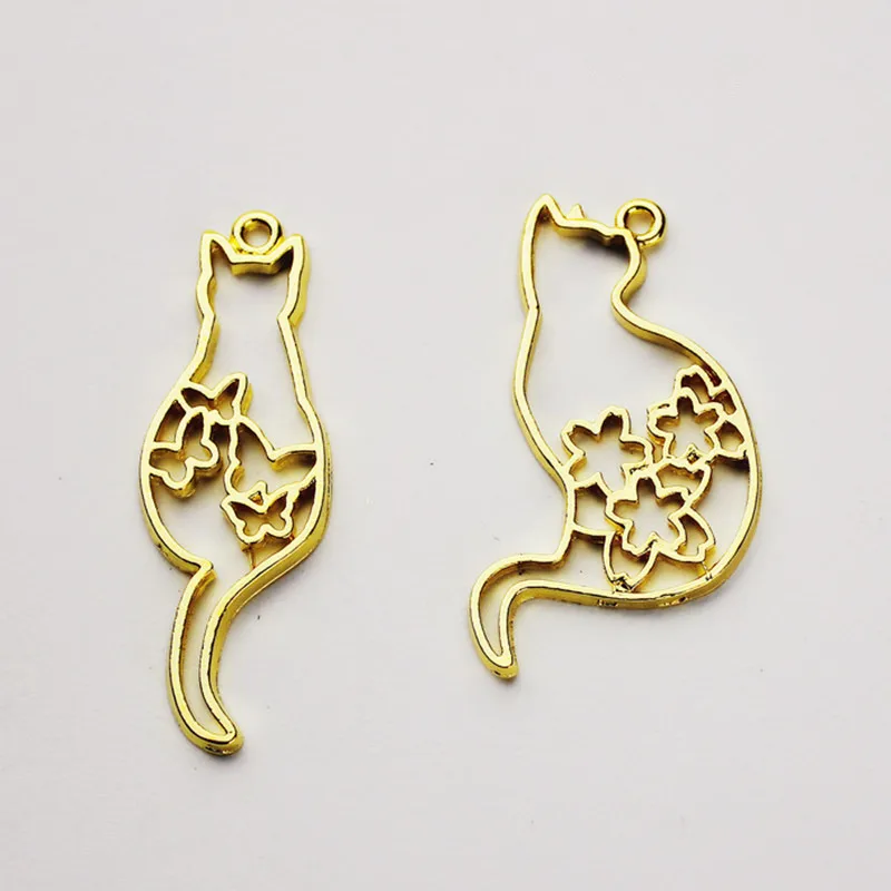 

MRHUANG 10pcs/pack Cat Bezel Metal Frame Blank Charms Setting UV Resin Frame Jewelry DIY Craft