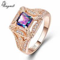 lingmei New Arrival Gold Color Ring Full Sizes Mysterious & Green Cubic Zirconia Luxury elegant Wedding Women Jewelry Wholesale