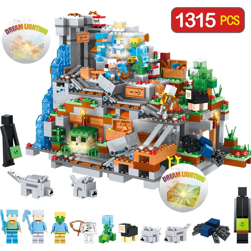 

Technic Blocks Mountain Cave Creator Designer Compatible LegoINGLYS Minecrafted Village DIY Bricks Guard Toys For Boys