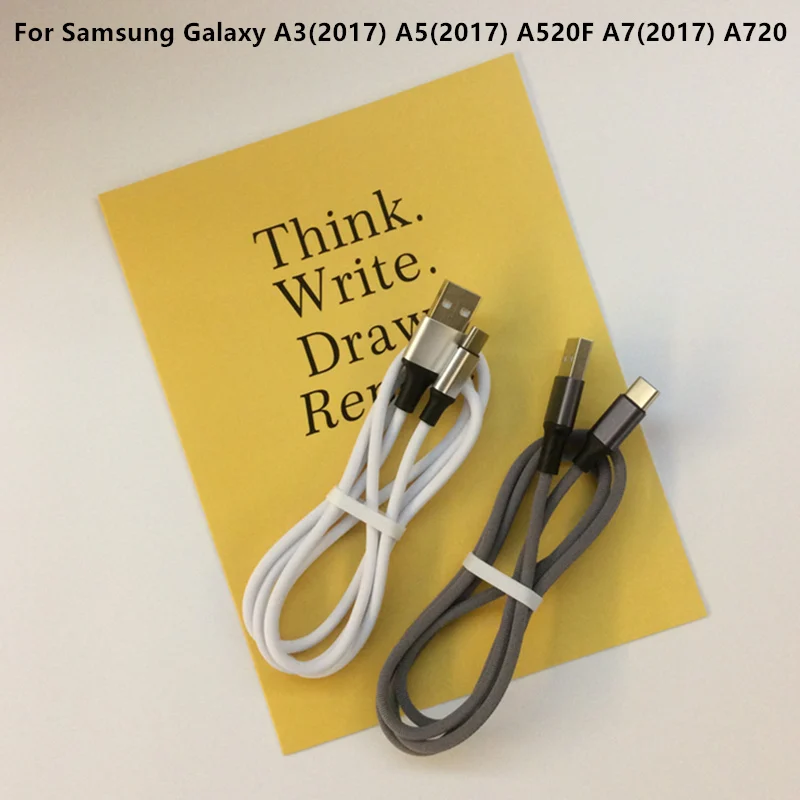 Тканевый USB кабель для Samsung Galaxy A3 (2017) A5 A520F A7 A720 передачи данных и быстрой зарядки