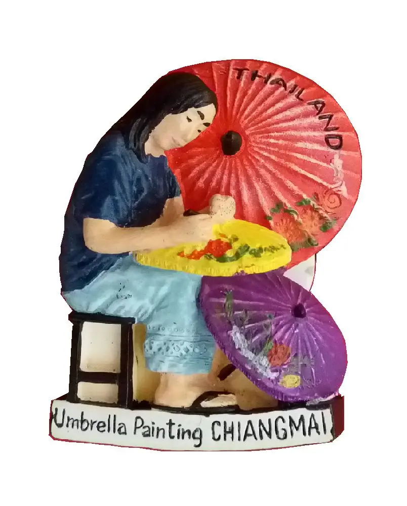 

Chiang Mai, Thailand painted paper umbrellas 3D Aromatherapy Fridge Magnets Travel Souvenirs Refrigerator Magnetic Sticker