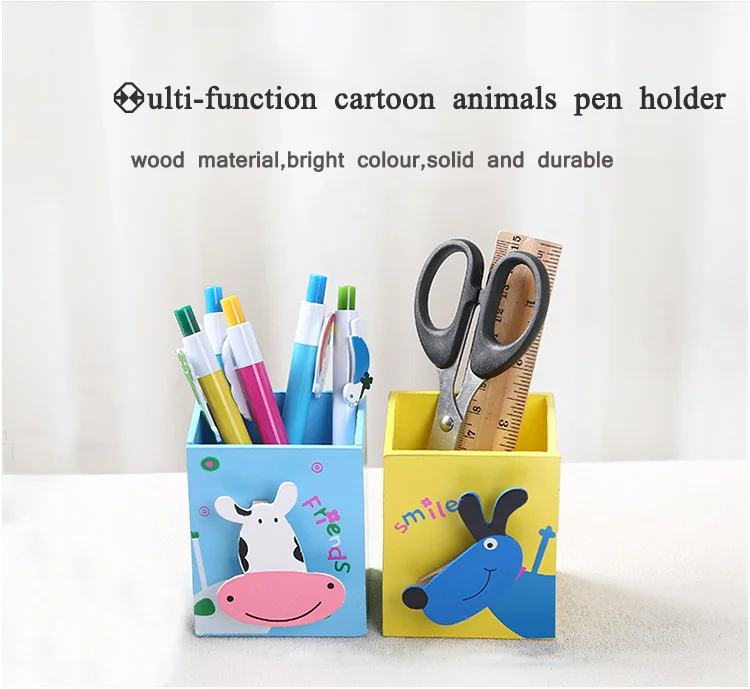 EZONE 1 шт. Мультяшные животные деревянная настольная подставка для ручек держатель для ручек дизайн детский знак признательности