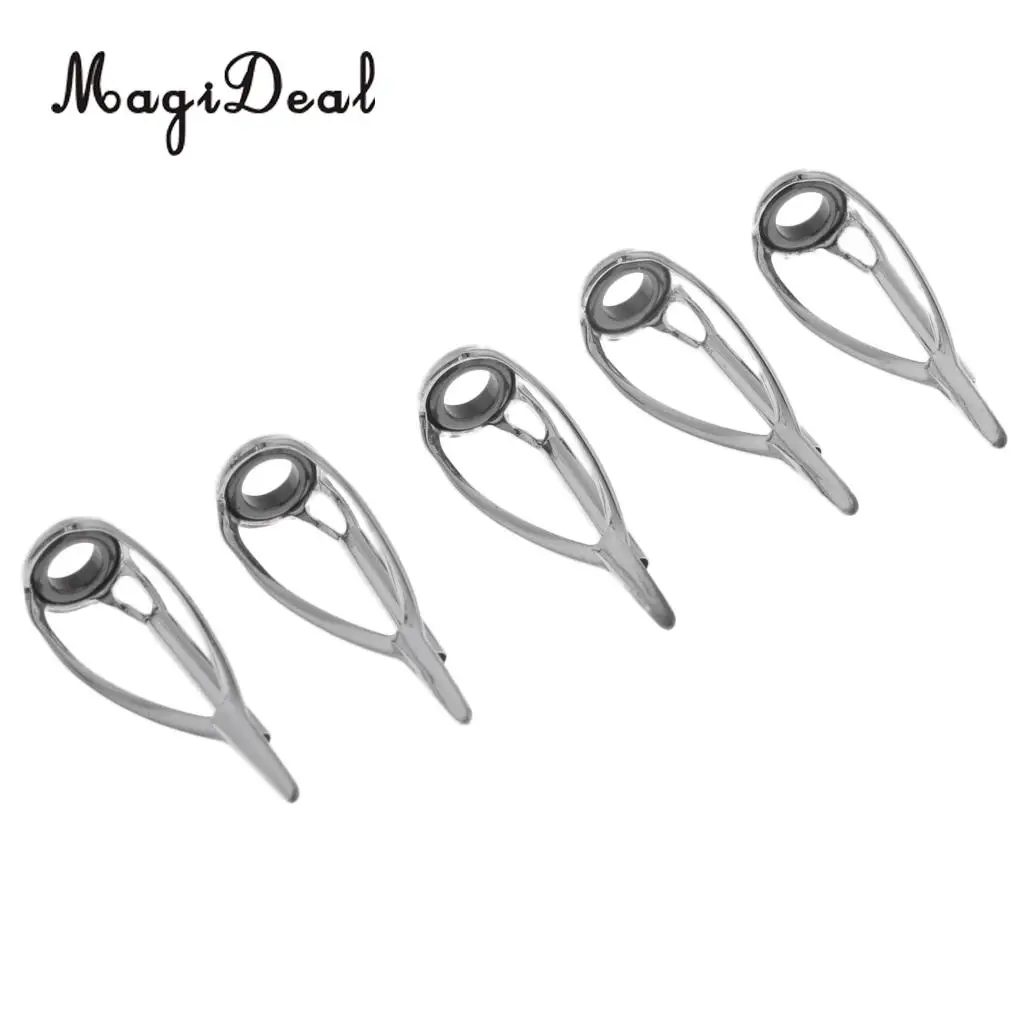 5pcs Fishing Rod Tip Top Guides Kit SIC Ring Spinning Casting Rod Building Guides DIY Size 1 - 5