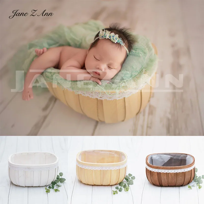 Jane Z Ann Newborn photo props infant 3 types wooden baskets studio photo taking accessories 48x35x40cm