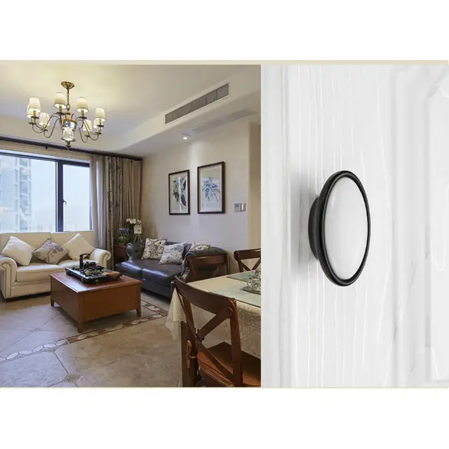 4pcs Country Style Door Handles Black White Ceramic Drawer Pulls