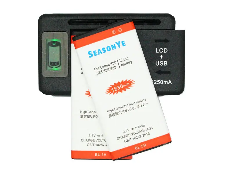 ЖК-зарядное устройство Seasonye + 2x запасная батарея для сотового телефона Nokia Lumia 630 635