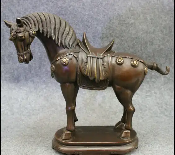 Shitou 002247 12 "Народная Китайский Чистая Бронзовый Украшения Год Зодиака Животных Тан Верховая Статуя скидка 30% (C0324)