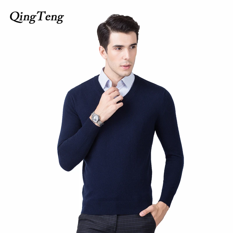 Men's Wool V Neck Sweater New Brand Luxury Knitted