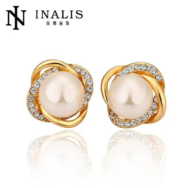 E871 Design Pearl Earrings Fashion 18k Gold Plated Stud For E871 Design Pearl Earrings Fashion 18k Gold Plated Stud For Women Indian Jewelry Party Brincos Penntes Orni In From