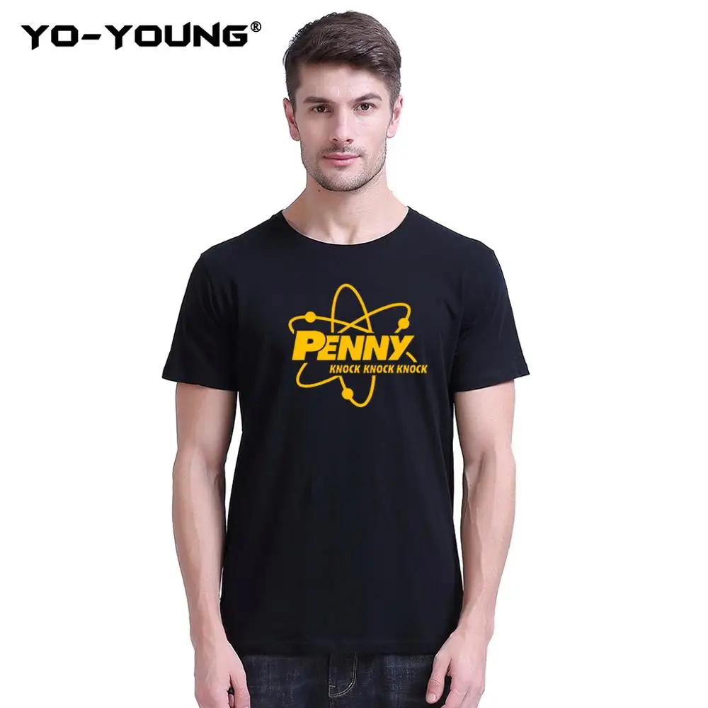 

Yo-Young T-Shirts Unisex TBBT The Big Bang Theory Penny Science Knock Knock Print 100% 180 gsm Combed Cotton Casual Top Tees