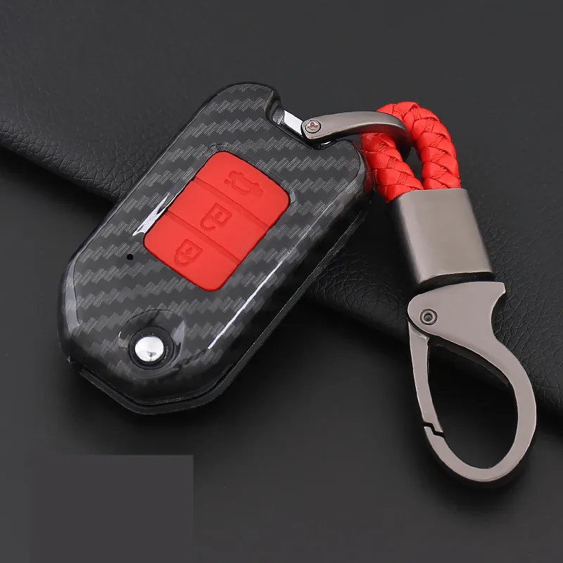 

Carbon Fiber Remote Cover Silicone Car Key Case for Honda Civic CR-V HR-V Accord Jade Crider Odyssey 2015- 2018