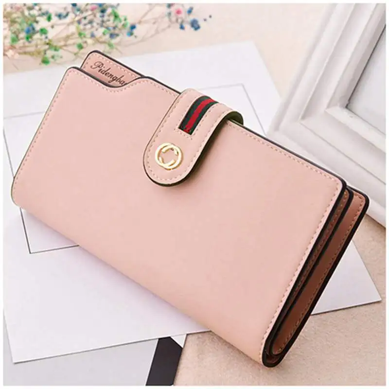 Брендовый кожаный женский кошелек высокого качества, дизайнерский женский кошелек для монет, сумки для карт, длинный женский клатч, кошелек, 7 цветов - Цвет: pink