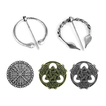 

Nordic Mythical Vikings Brooches for Women Men Collar Badge Lapel Pin Vintage Jewelry Retro Hollow-out Totem Brooch