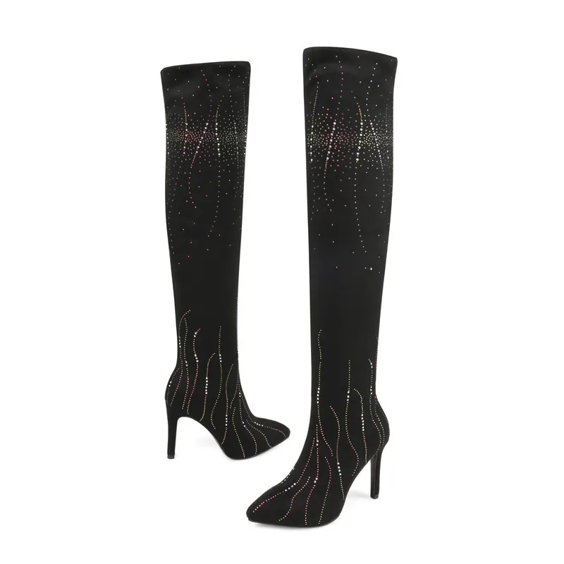 Bottes Aiguilles Genou Memunia Cuisse Sexy Sur Noir 2018 blackish Green Talons Top Haute Automne Stretch Chaussettes Hiver Qualité Chaussures Le Femmes 6bfgYy7v