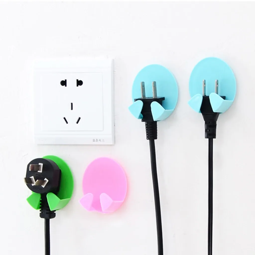 

Hanger Wall Storage Hook Random Color Home Office Wall Adhesive Plastic Power Plug SocketY