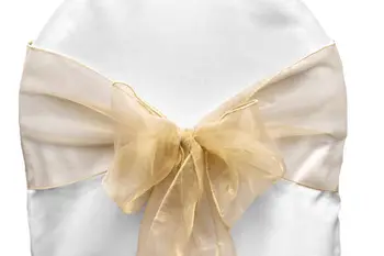 

100Pcs Champagne Organza Chair Sashes Bow For Wedding/Party Banquet Chairs Decoration Bridal Party Sashes Free Shipping