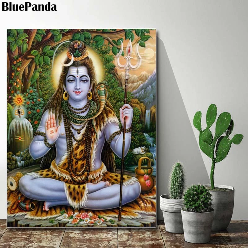 Shiva Portrait индийская религия постер картина на стене искусство холст картины