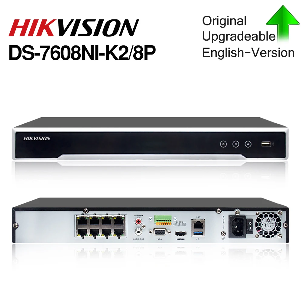 Hikvision NVR DS-7608NI-K2/8 P 8CH POE NVR 8MP 4K запись 2 SATA для камеры POE безопасности сетевой видеорегистратор