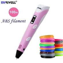 3D Pen 3D Printer Pen 3D Printing Drawing Pen With 100 Meters 20 Color ABS Filament Magic Maker Arts LIX for Student Gift
