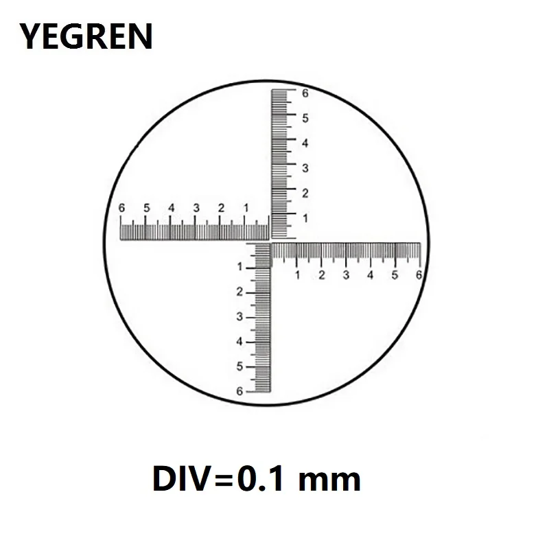 DIV 0,1 мм окулярный микрометр Биологический микроскоп сетка шкала крест линейка 6-0-6 Измерение площади диаметр 20 мм