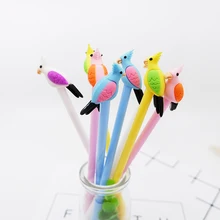 4 шт./лот, креативная цветная черная ручка с попугаем, Офисная нейтральная ручка, детский подарок, kawaii, школьные канцелярские принадлежности, материал