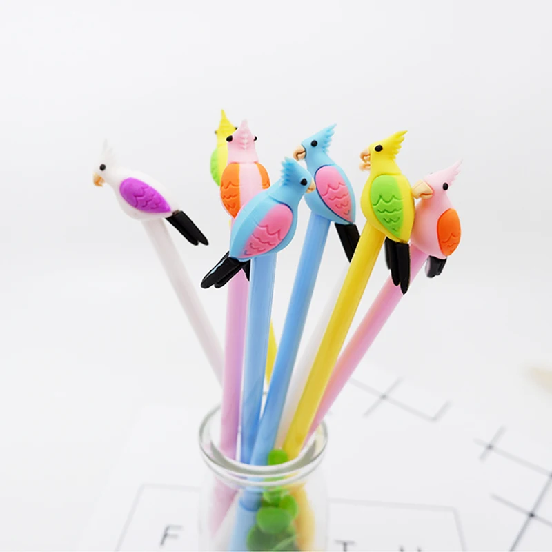 

4pcs/lot Creative Colorful parrot black water pen office neutral pen children's gift kawaii School stationery supplies material