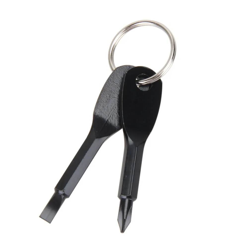 

2 pcs Portable Screwdriver Outdoor Portable Multi-function Tool Straight Screwdriver Phillips Screwdriver with Key Ring Dripship