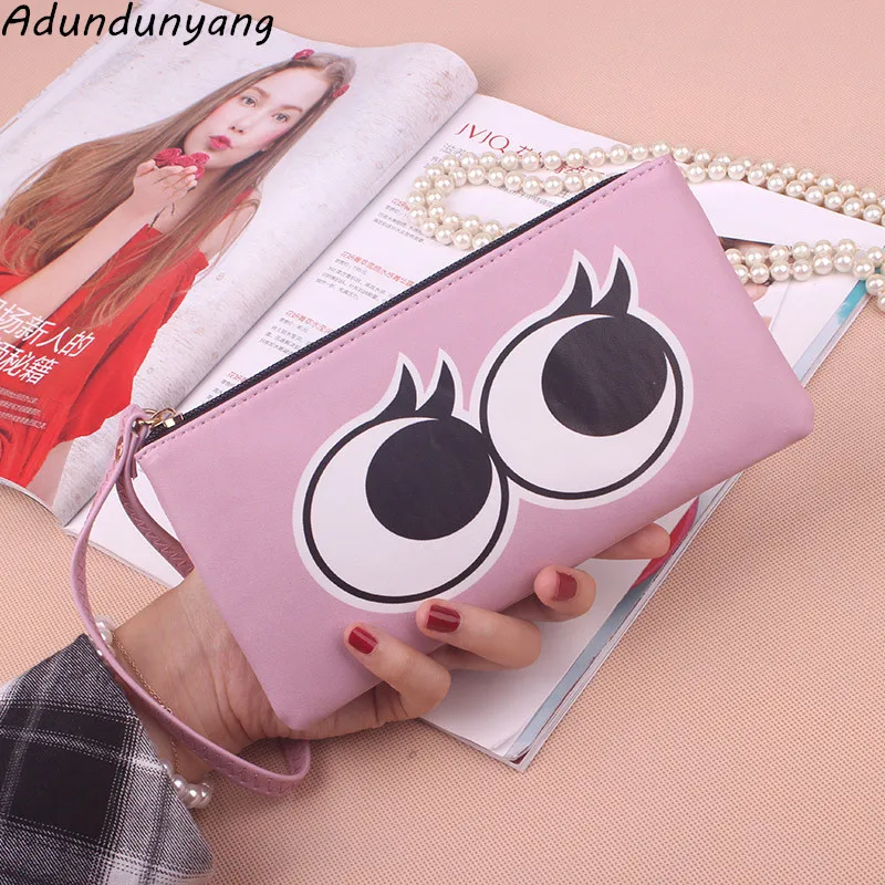 

2018 Leather Women Wallet High Quality cartoon Color Long Women Purse Fashion Card Holder Zipper Coin Pockets Female Purse