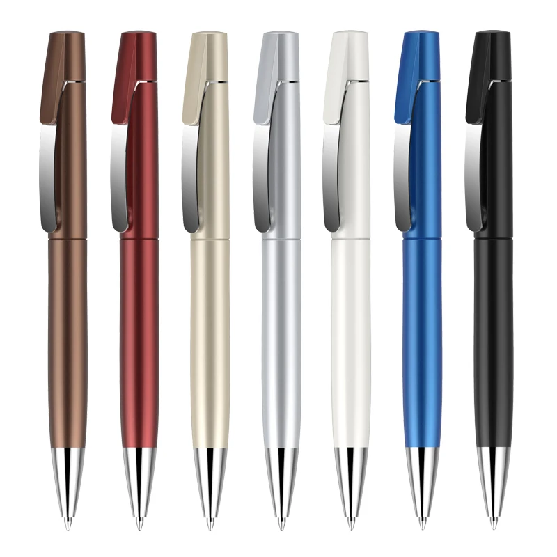 500 шт./лот, пластиковые рекламные ручки для письма, металлический зажим с логотипом, Подарочная шариковая ручка