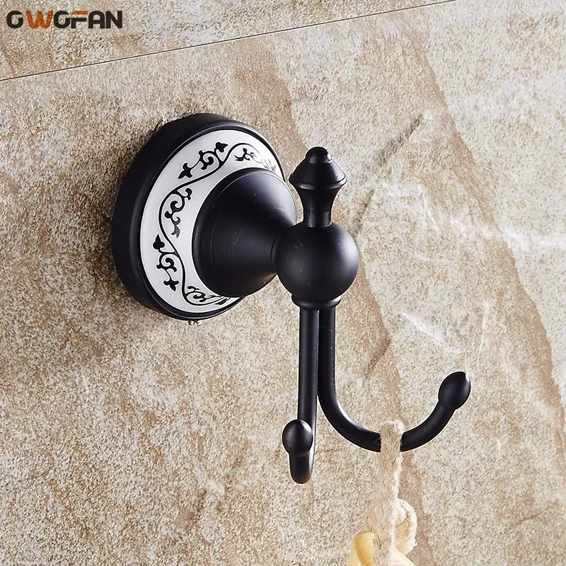 

New Arrivals Robe Hooks Black Bronze Coat Vintage Hooks Wall Mounted Copper Bathroom Hardware Accessories Wholesale SY-077R