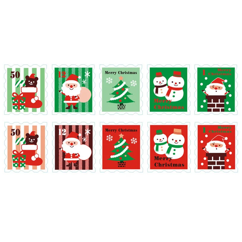 10 Sheets Merry Christmas Label Sticker DIY Self-adhesive Decoration Gift Sticker Christmas Gifts Label Xmas Party Decor