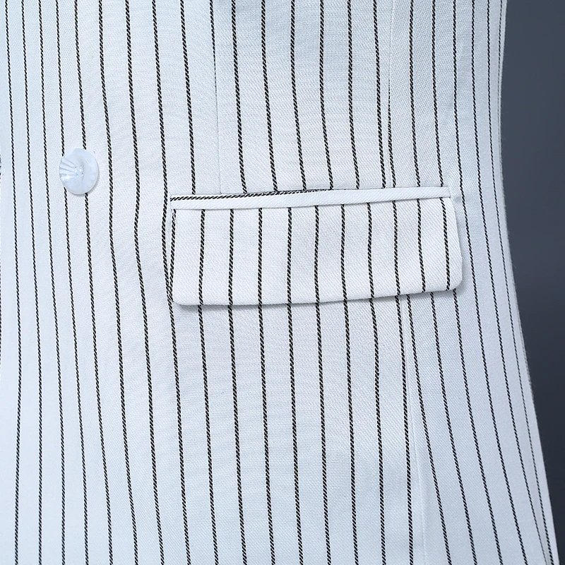 Double Breasted Men's Stripe Coat&pants Suits Slim Fit Wedding Formal Blazer Pants 2pcs S83