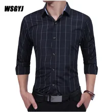 Мужская одежда Camisa Masculina Весенняя Мужская рубашка с длинными рукавами деловая рубашка клетчатое тонкое платье рубашка плюс размер 3XL