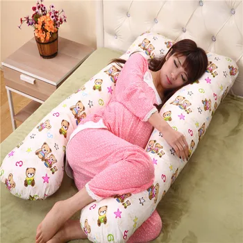 

Cute Bear Printed U Style Cotton Pregnancy Pillow Cushion Waist Pillow For Women Maternal Comfortable Side Sleepers Body Pillow