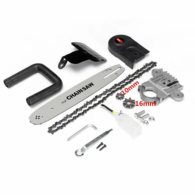 Drillpro Upgrade 11.5 Inch Chainsaw Bracket Changed 100 125 150 Angle Grinder M10/M16 Into Chain Saw  Woodworking Tool