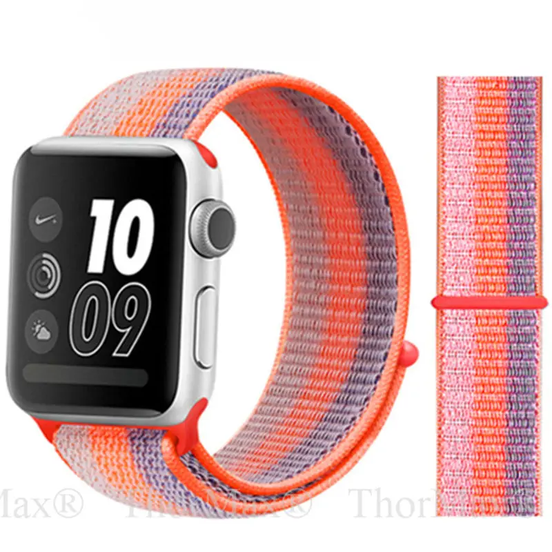 44 мм, 40 мм, 42 мм, 38 мм, цветной спортивный нейлоновый ремешок для часов Apple Watch, ремешок iWatch, серия 5, 4, 3, 2, сменные ремешки, ремешок для часов - Цвет ремешка: 15-Orange Stripe