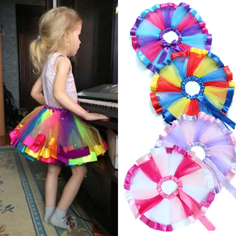 Kids Girls Princess Skirts Toddler Baby Colorful Party Dance Tutu