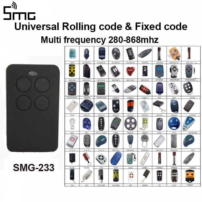 

1pcs Multi frequency 280-868mhz universal remote control duplicator for CAME NICE FLORS DOORHAN NICE SMILO HORMANN rolling code