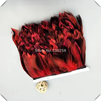 

Free shipping 10 yards 7-10cm height pheasant feather trim/green red duck feather fringe for Dress/Hat /Collar Wholesale price