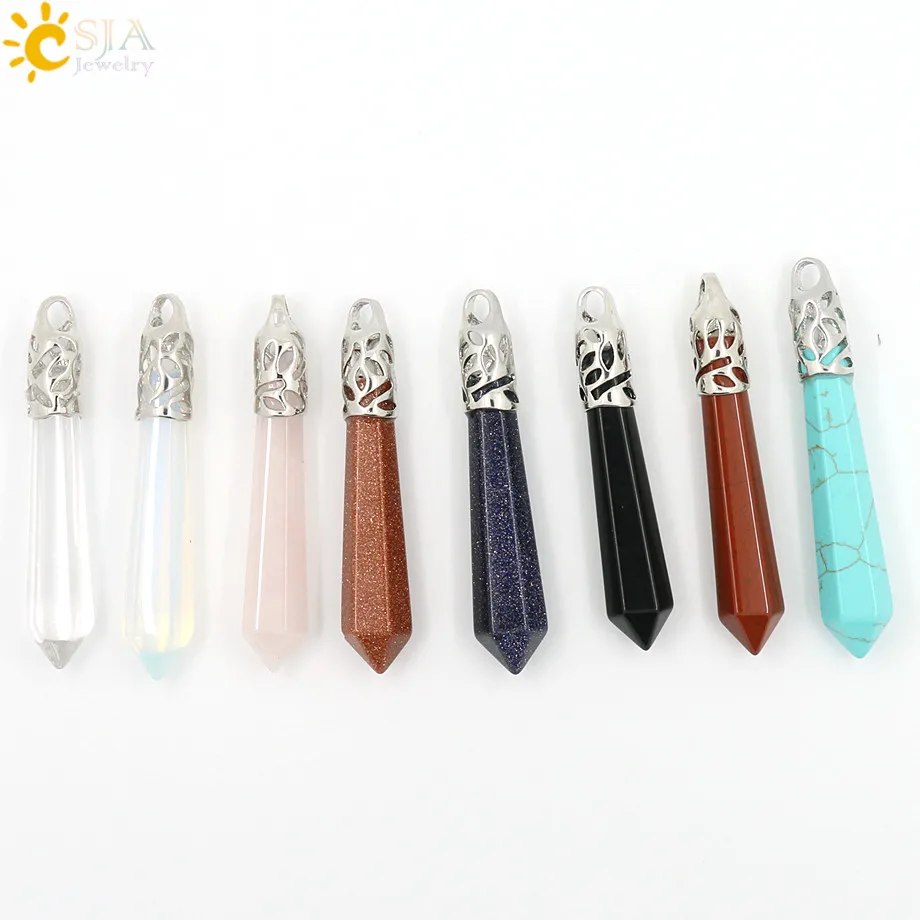 Fashion Reiki Opal Stone Beads Hexagonal Prism Pendants