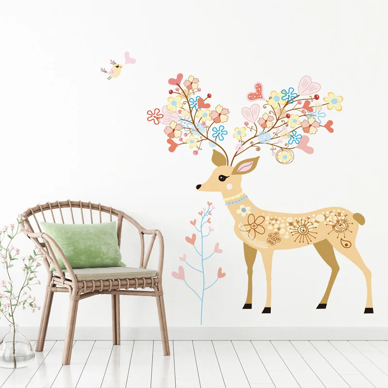 

Indian style Deer Eco-friendly Wall Stickers for Kids room Bedroom Living room Self-adhesive Wall Decals Art Home Mural dc12