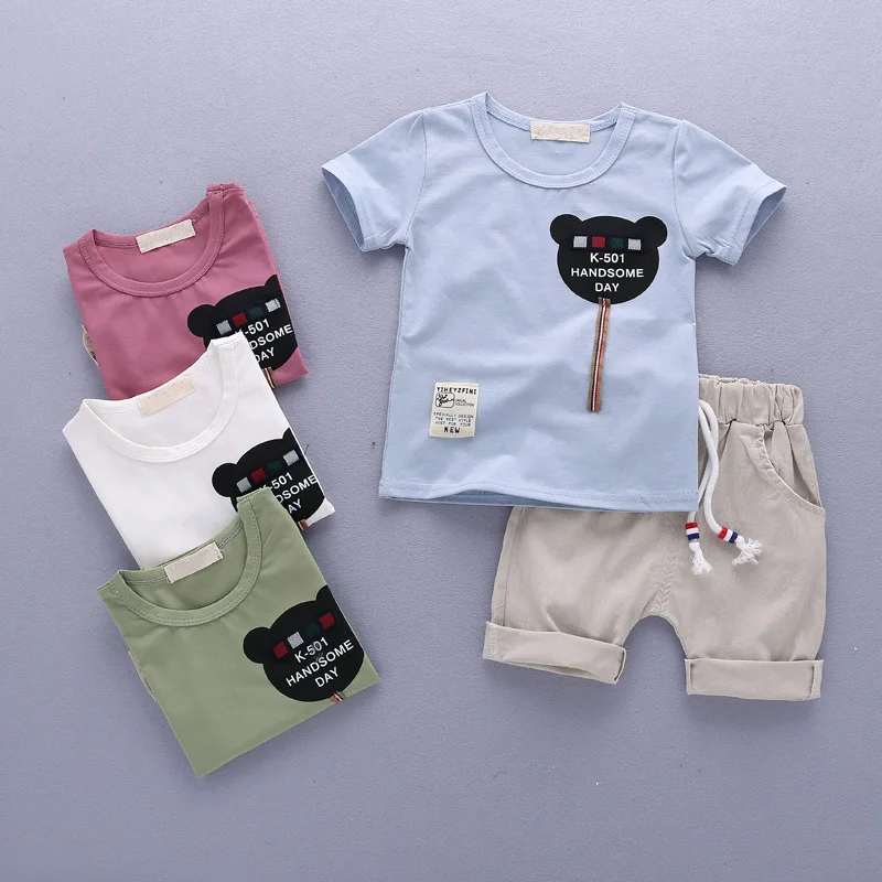 

0-4 Years Baby Boys Clothing Sets Summer Short Sleeve Tshirts with Shorts Cotton Comfy Infant Baby Clothes 2pcs Boys Outfits