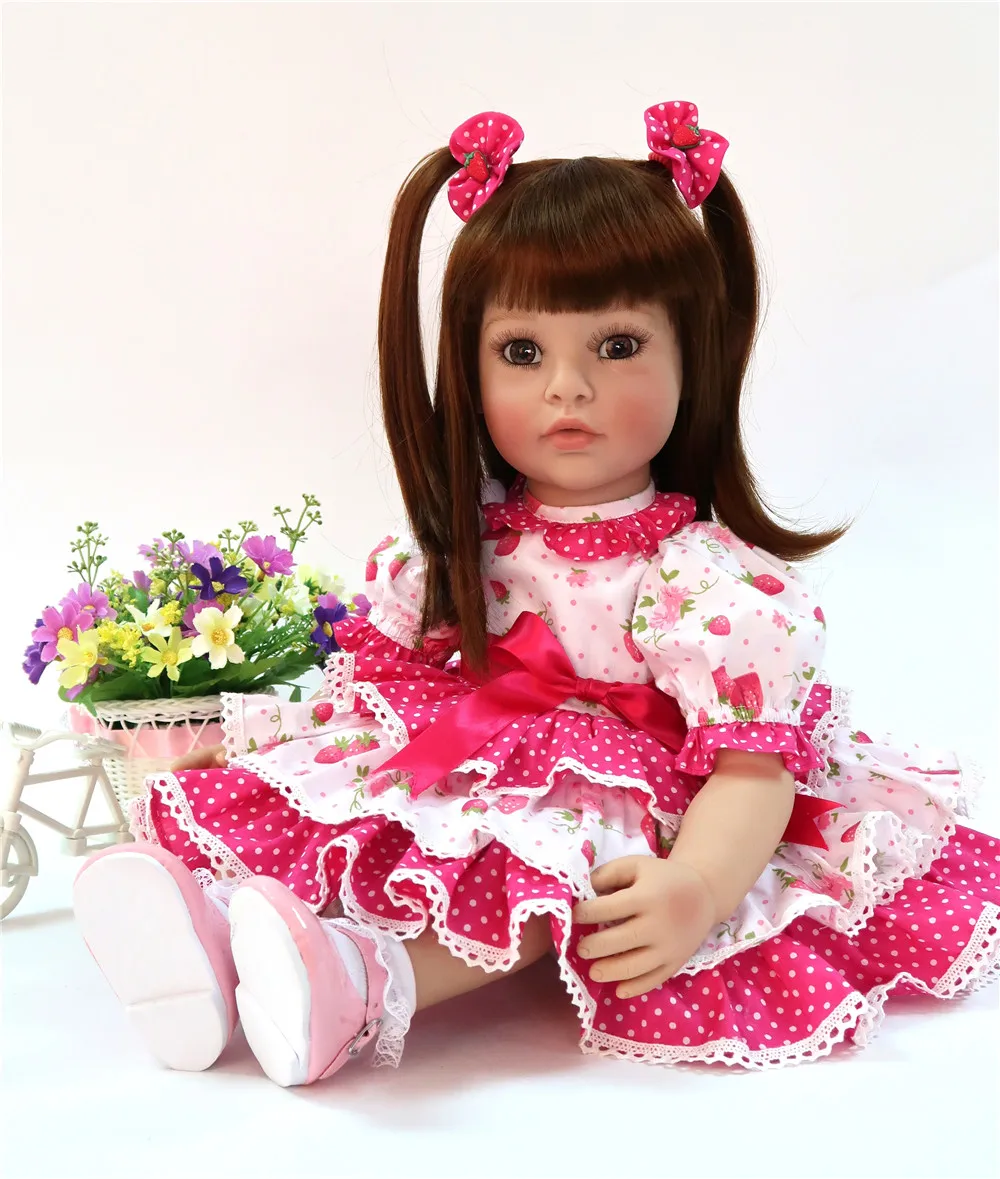 

hottest 24 '' princess lucy dolls reborn silicone realistic bonecas reborn adora dolls soft long hair baby girl children's gift