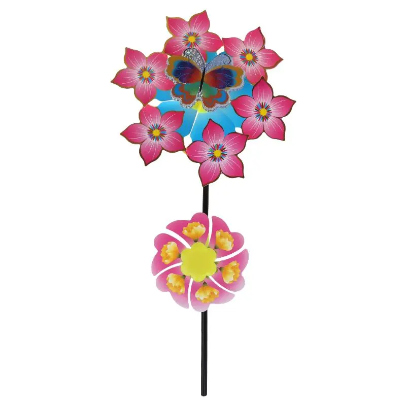 Ветряной Спиннер двухслойный цветочный Pinwheel Бабочка Детские игрушки садовое украшение вечерние украшения для дома уличные игры