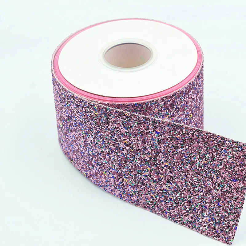

3''75mm wholesale chunky glitter ribbon for decoration hairbow accept customization free shipping