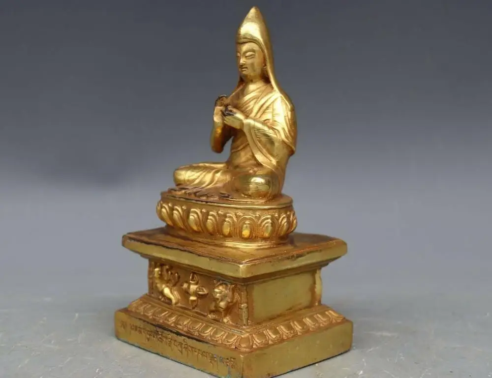 Тибетский буддизм Старая Бронза Медь лама Tsong kha pa Tsongkhapa статуя