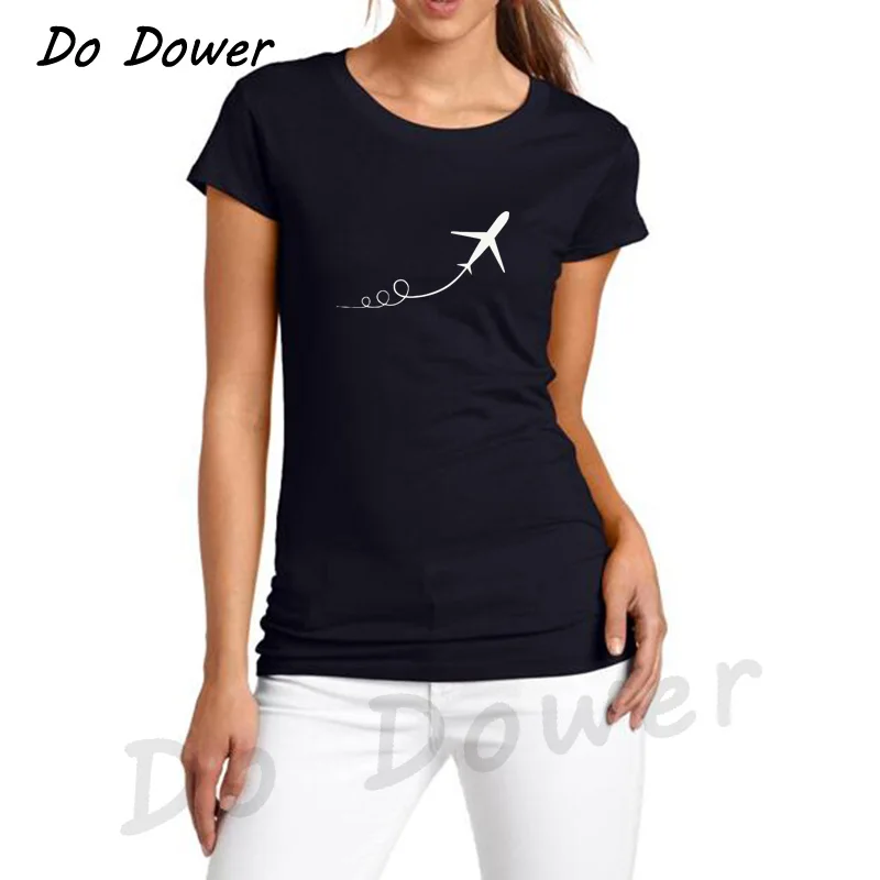 طائرة تقلع طباعة المرأة التي شيرت القطن عارضة مضحك T قميص لسيدة فتاة أعلى المحملة محب Camisetas طائرة تقلع طباعة المرأة التي شيرت القطن عارضة مضحك T قميص لسيدة فتاة أعلى المحملة محب Camisetas