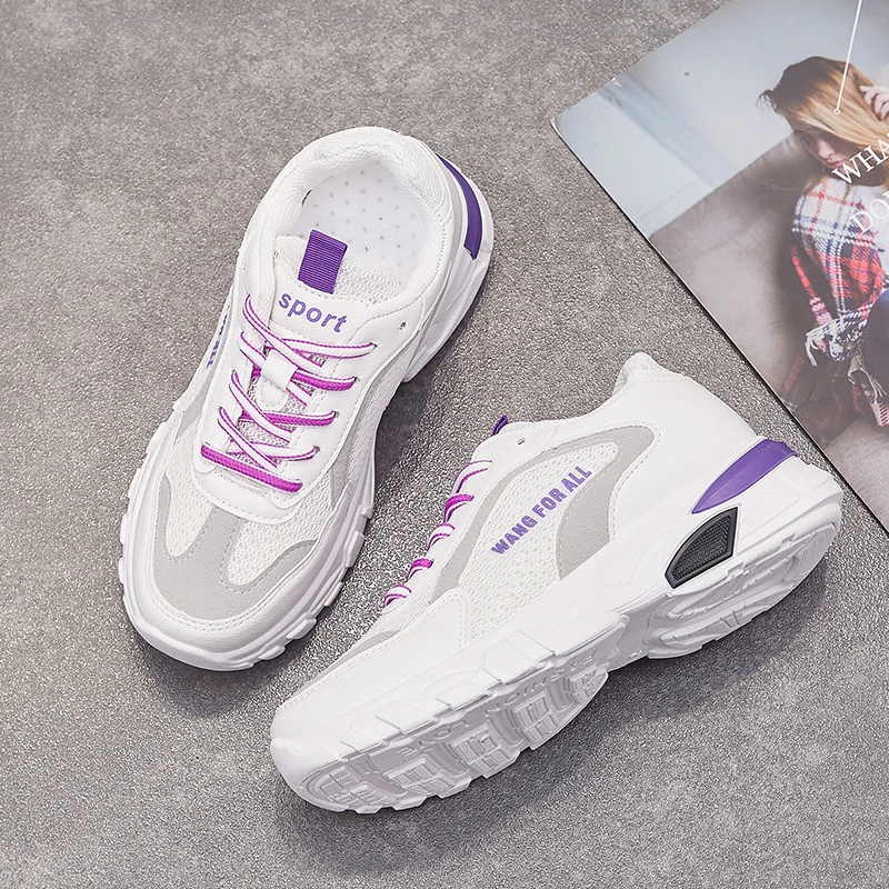 purple Лидер продаж, женские кроссовки, тренд Flyknit, удобные женские кроссовки из сетчатого материала, Брендовая обувь для тренировок, Женские спортивные туфли zapatos mujer - Цвет: purple