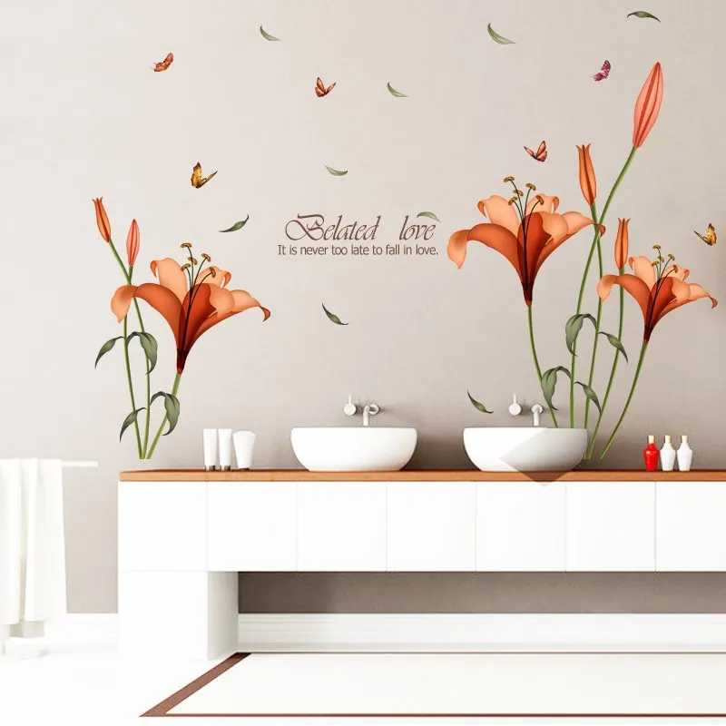Lily Flowers Wall Sticker On The Wall VinYl Wall Stickers Gome Decor